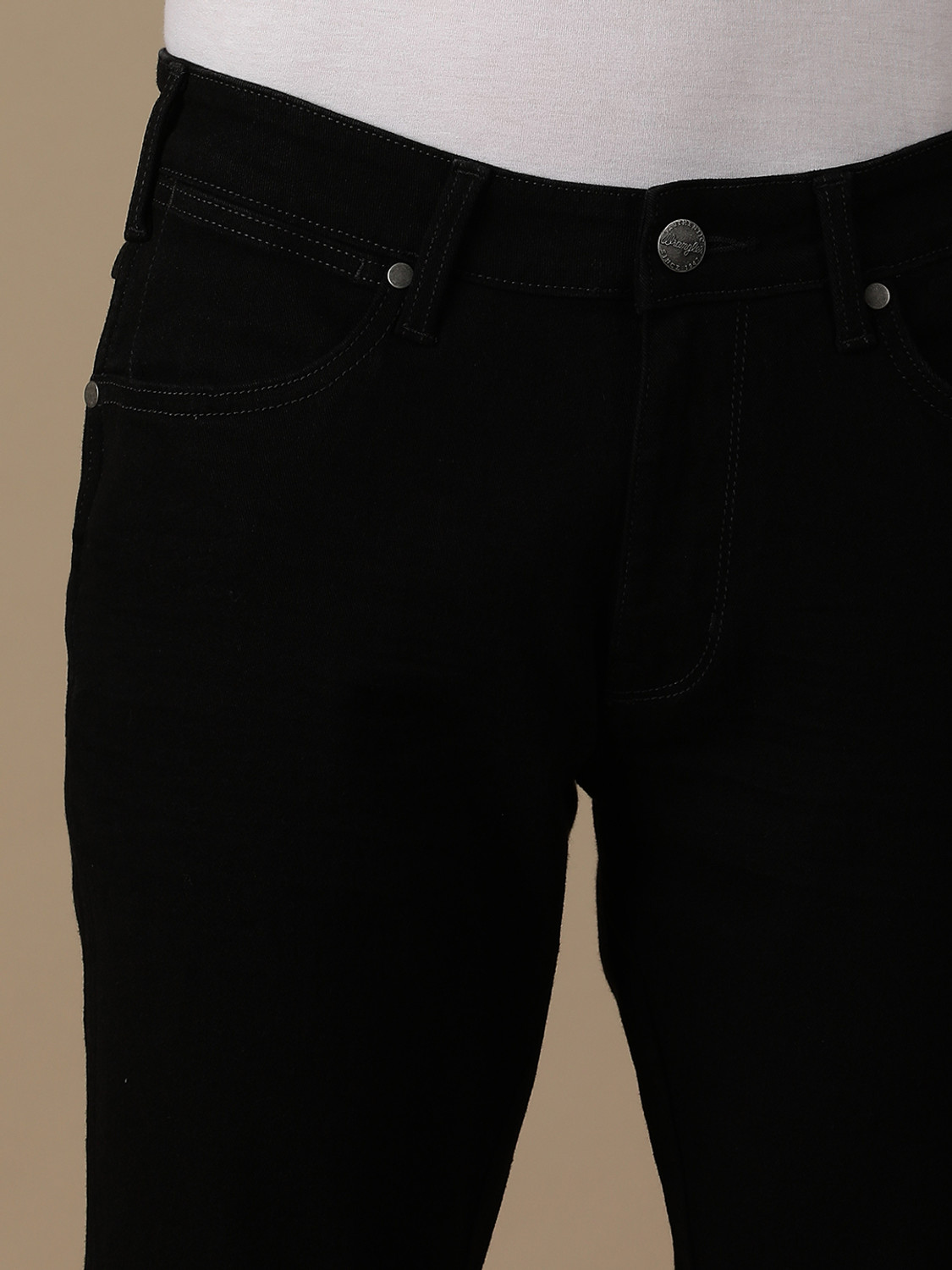 Image of Wrangler Regular Men Black Jeans