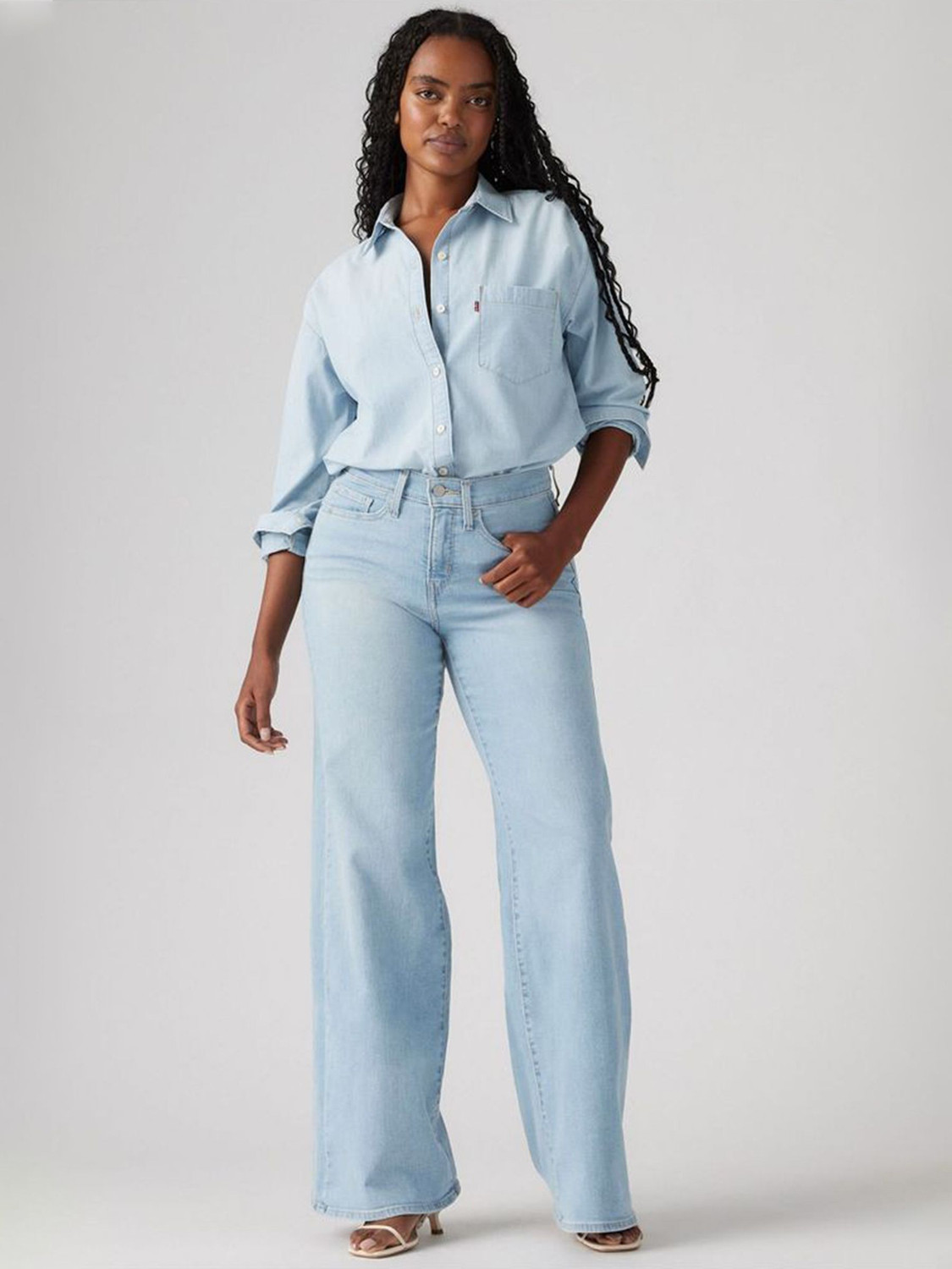 Image of KOTTY Wide Leg Women Blue Jeans