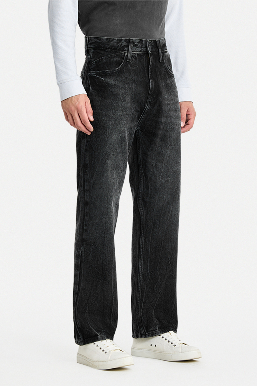 Image of Snitch Straight Fit Men Dark Grey Jeans
