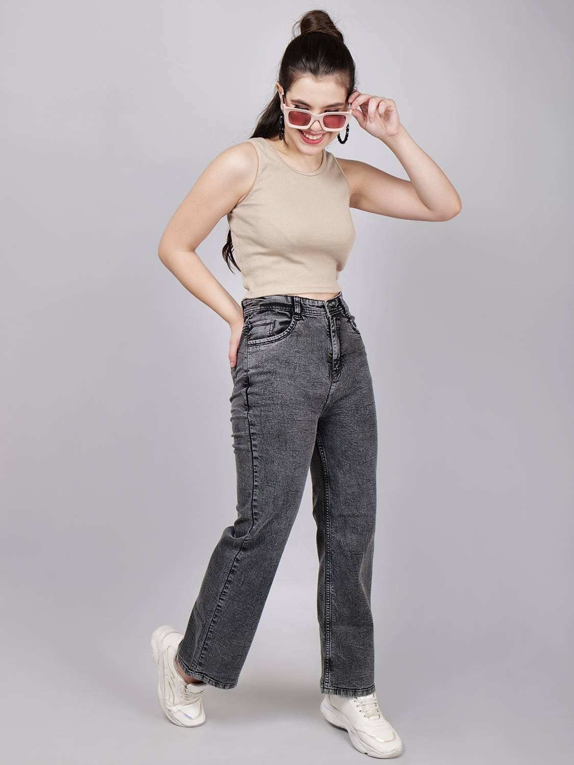 ZXN Clothing Straight Fit Women Dark Grey Jeans - Buy ZXN Clothing