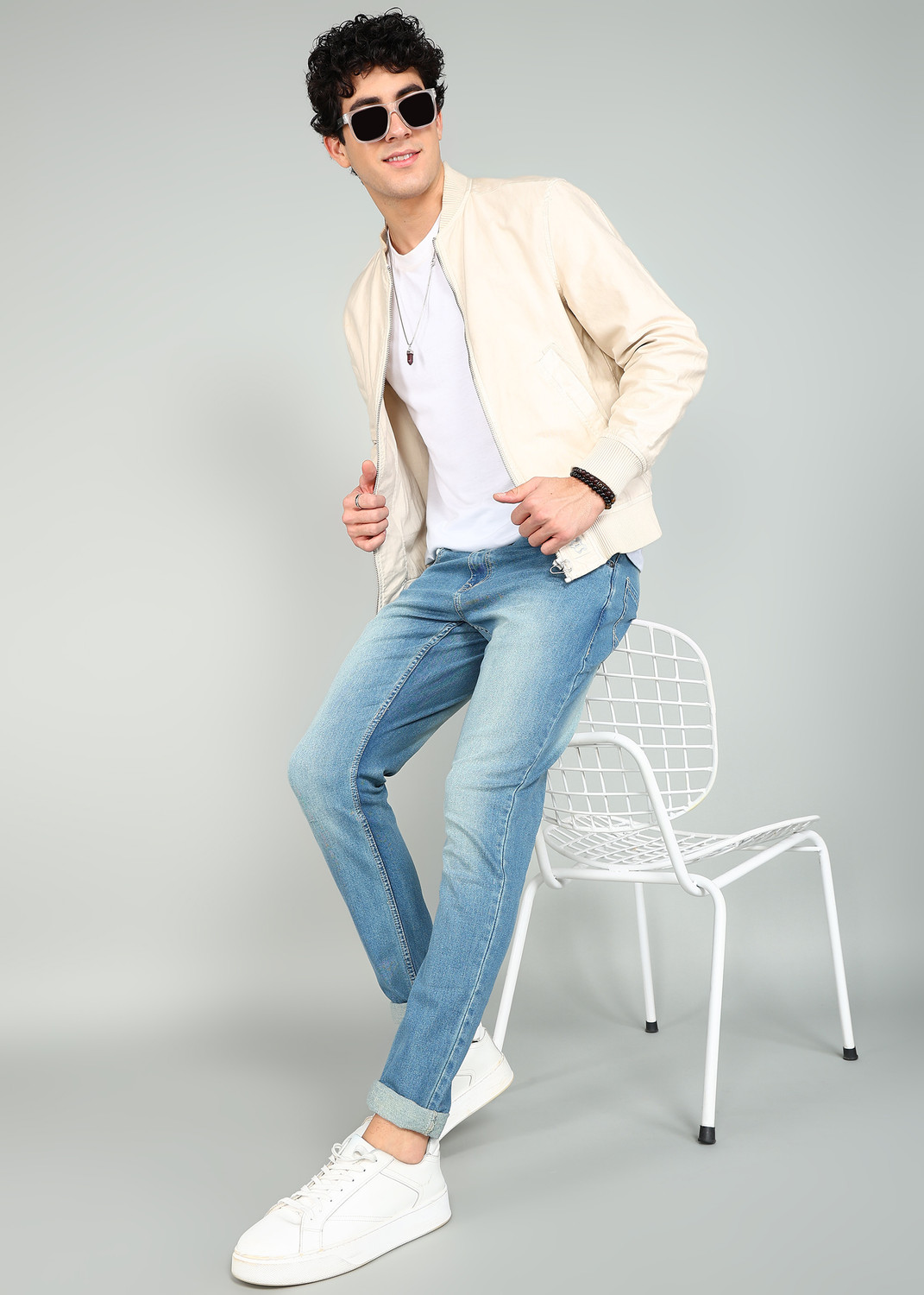 Image of WROGN Slim Men Light Blue Jeans
