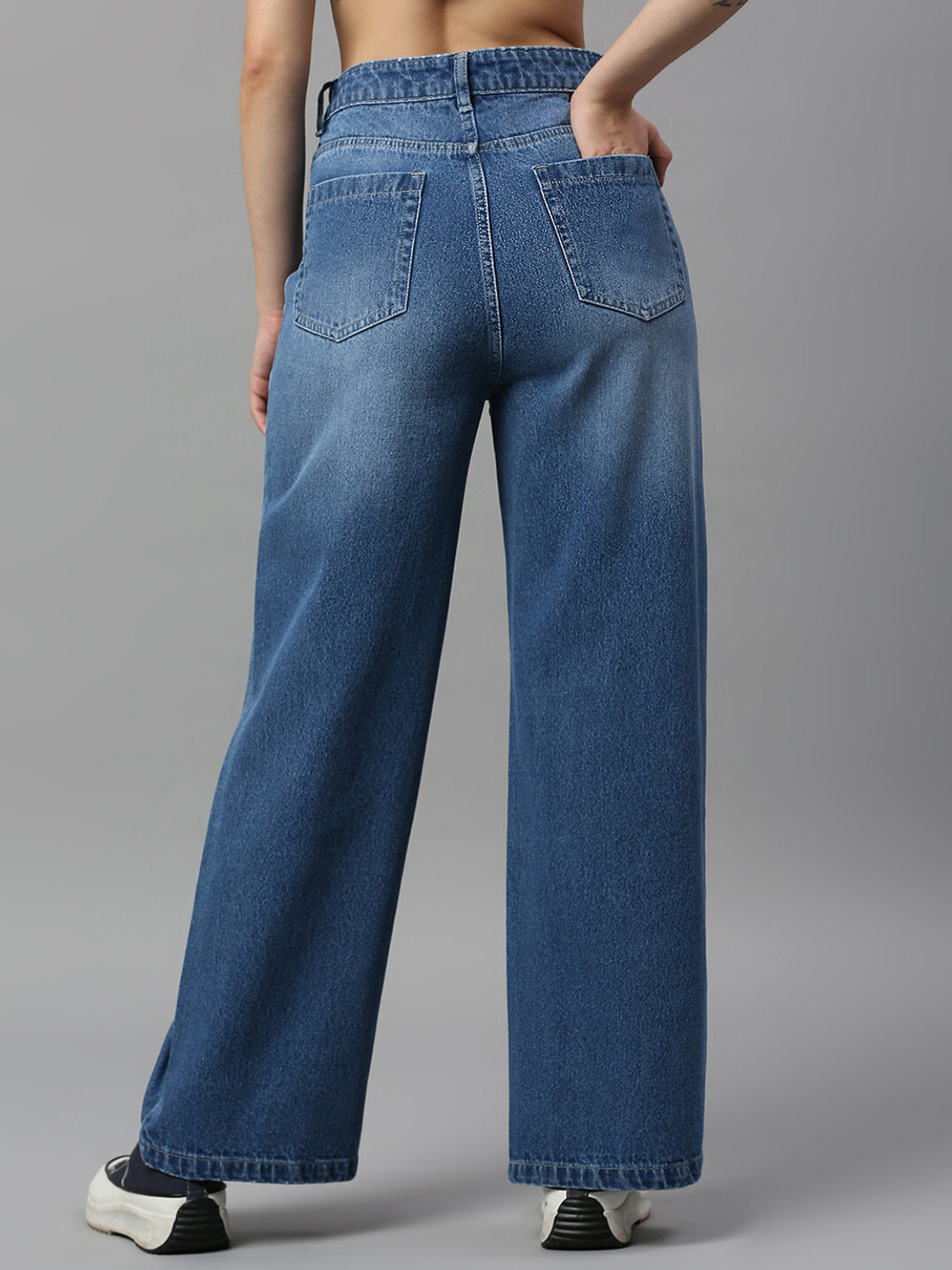 Image of TARAMA Flared Women Blue Jeans
