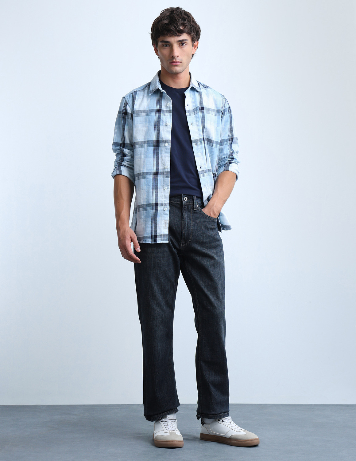 Image of FLYING MACHINE Boot-Leg Men Blue Jeans