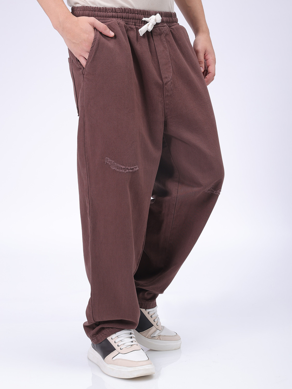 Image of The Indian Garage Co. Loose Fit Men Brown Jeans