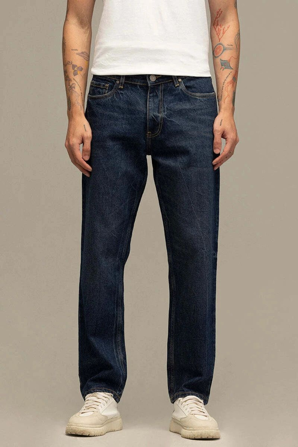Image of Snitch Relaxed Fit Men Dark Blue Jeans