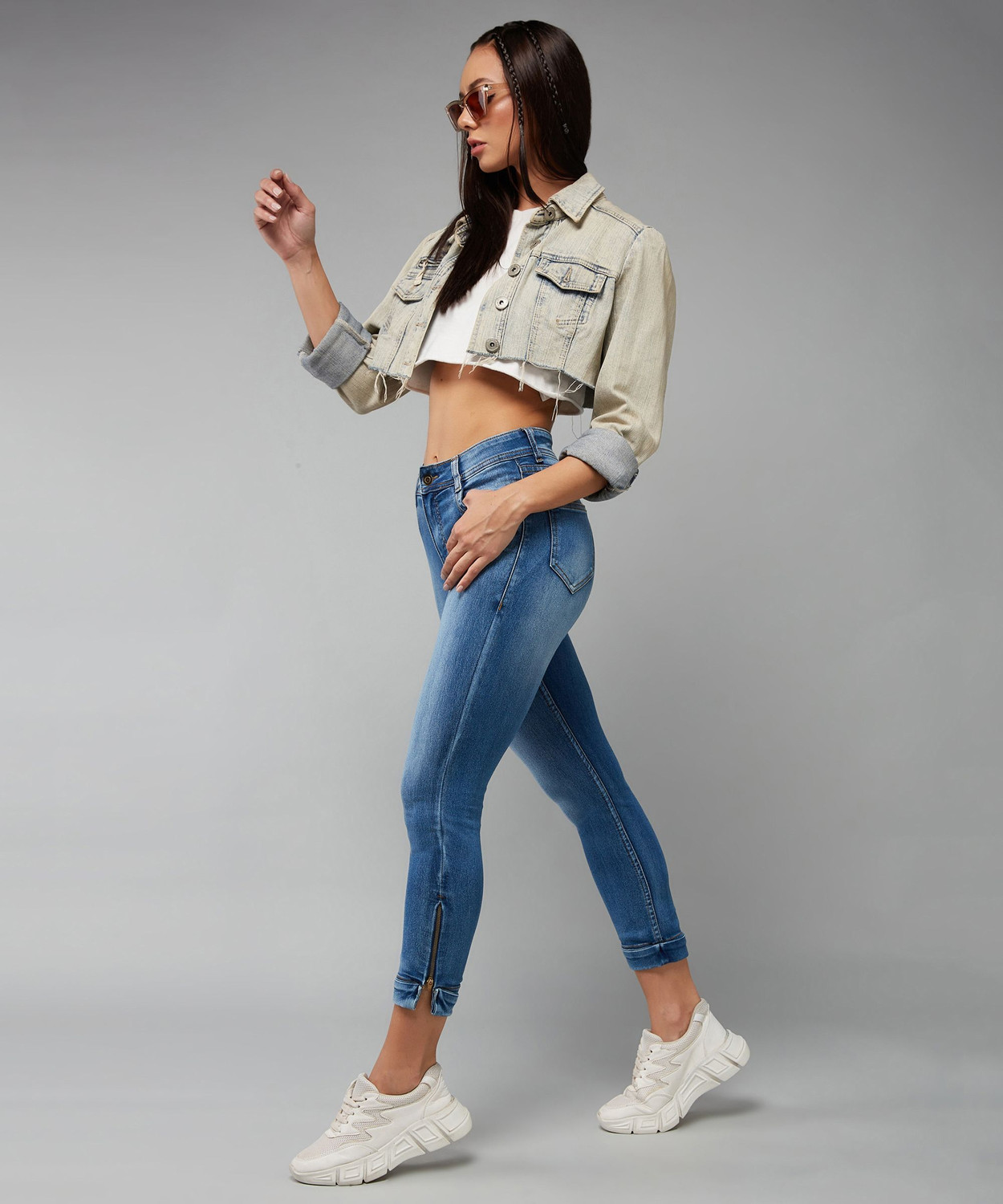 Image of DOLCE CRUDO Skinny Women Blue Jeans
