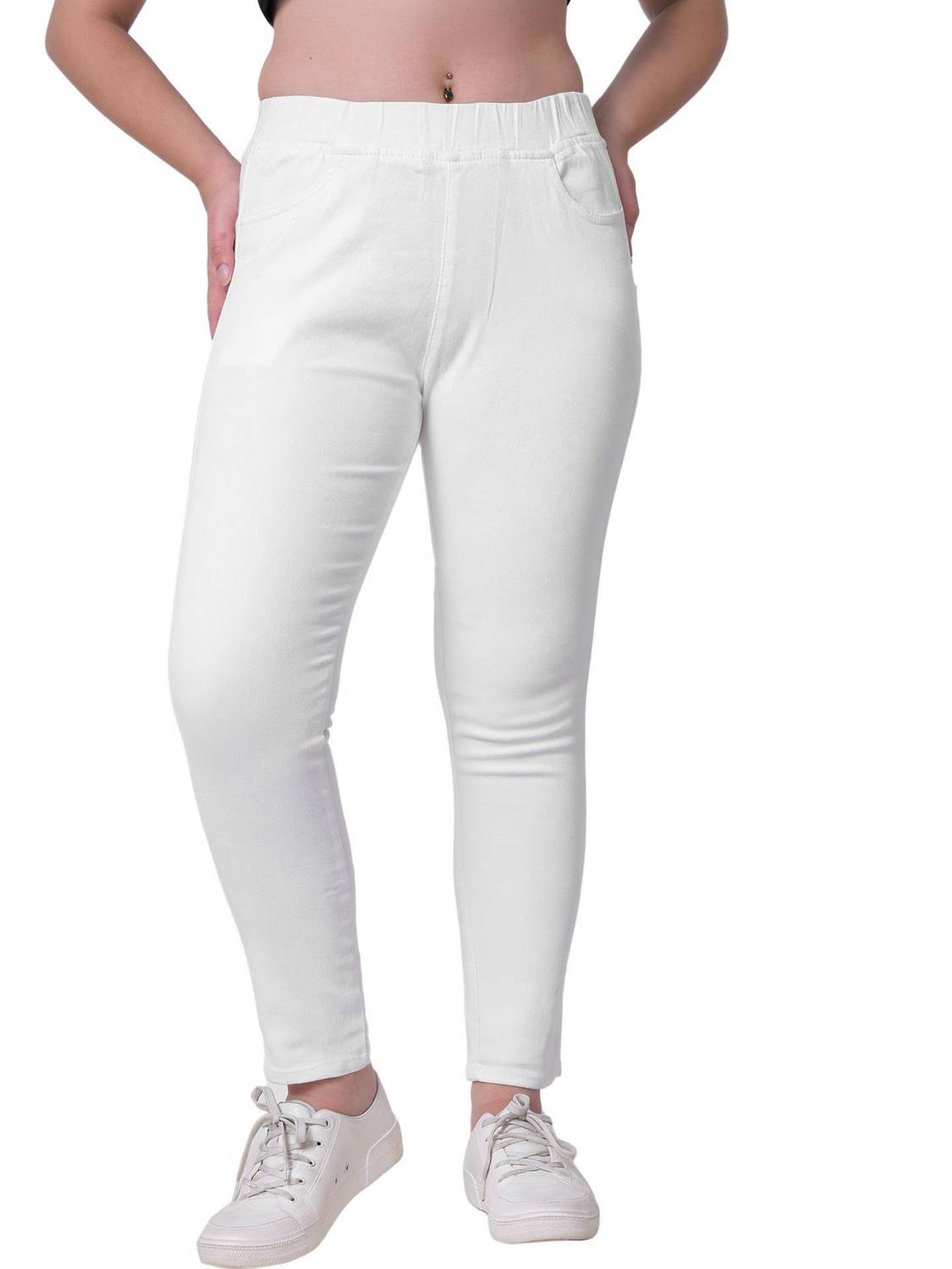 3BUTTERFLIES Skinny Women White Jeans