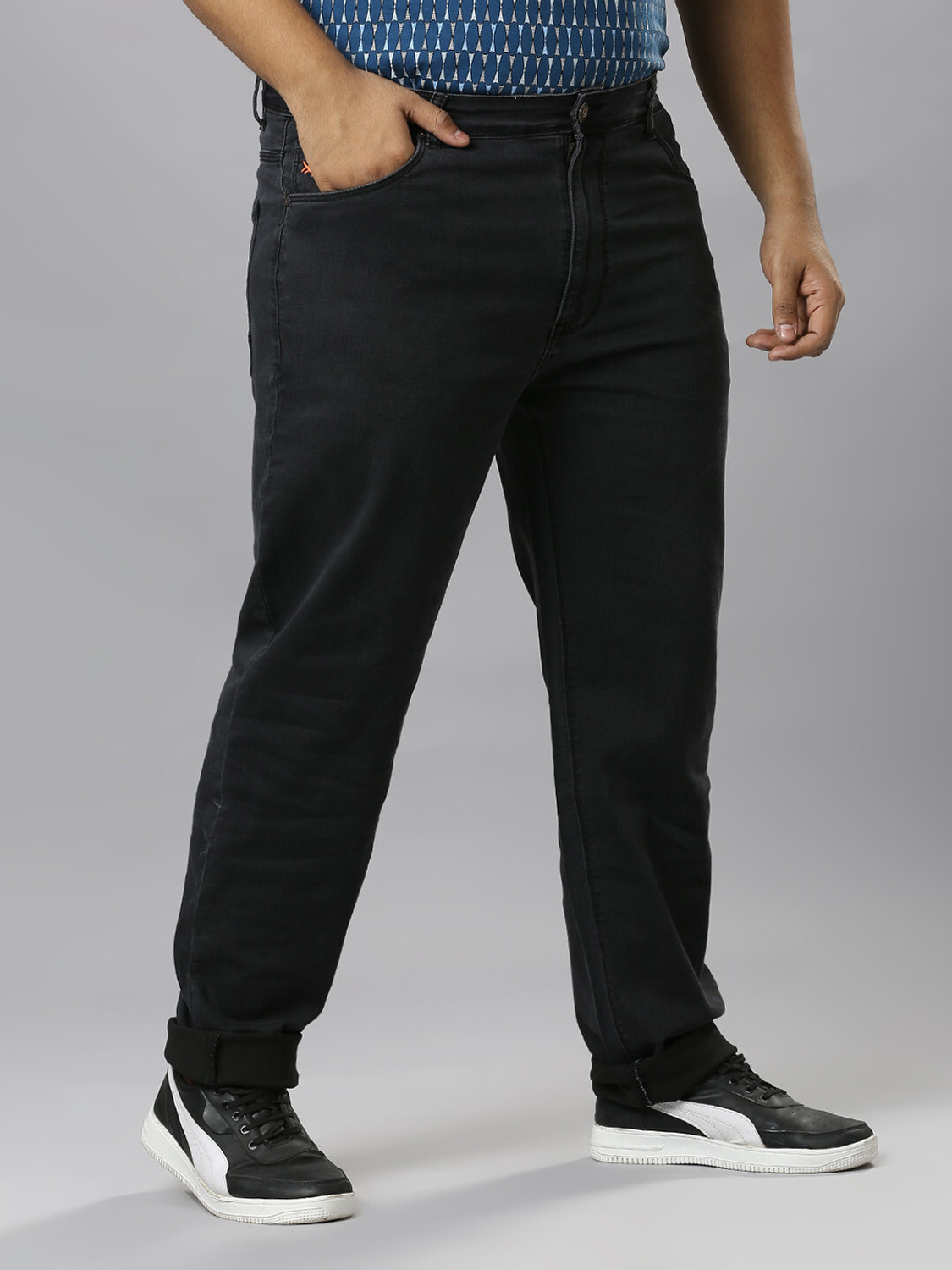 Image of XMEX Men Regular High Rise Dark Grey Jeans