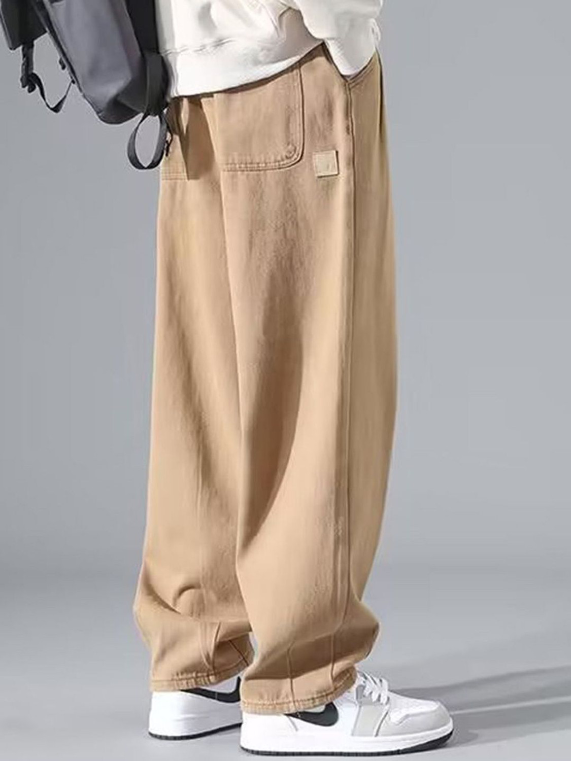 Image of HERE&NOW Relaxed Fit Men Beige Jeans