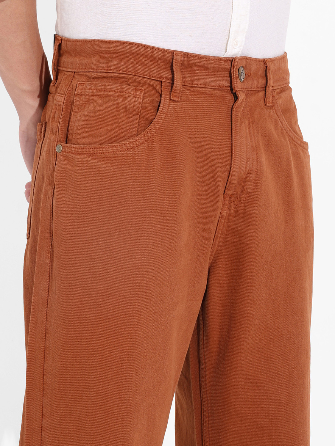 Image of The Indian Garage Co. Relaxed Fit Men Brown Jeans