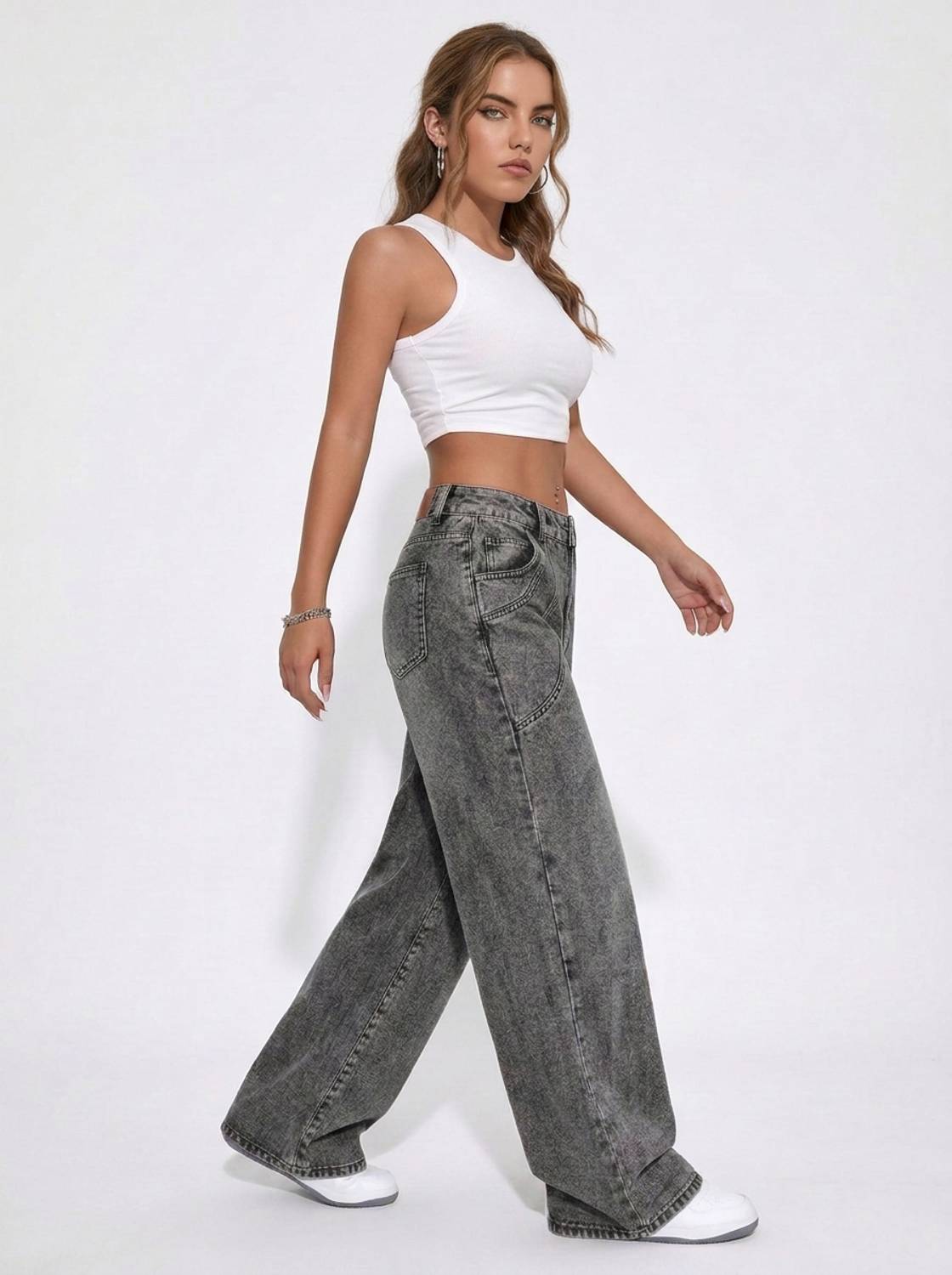 Ambrane Women Grey Baggy Fit Jeans - Image 2
