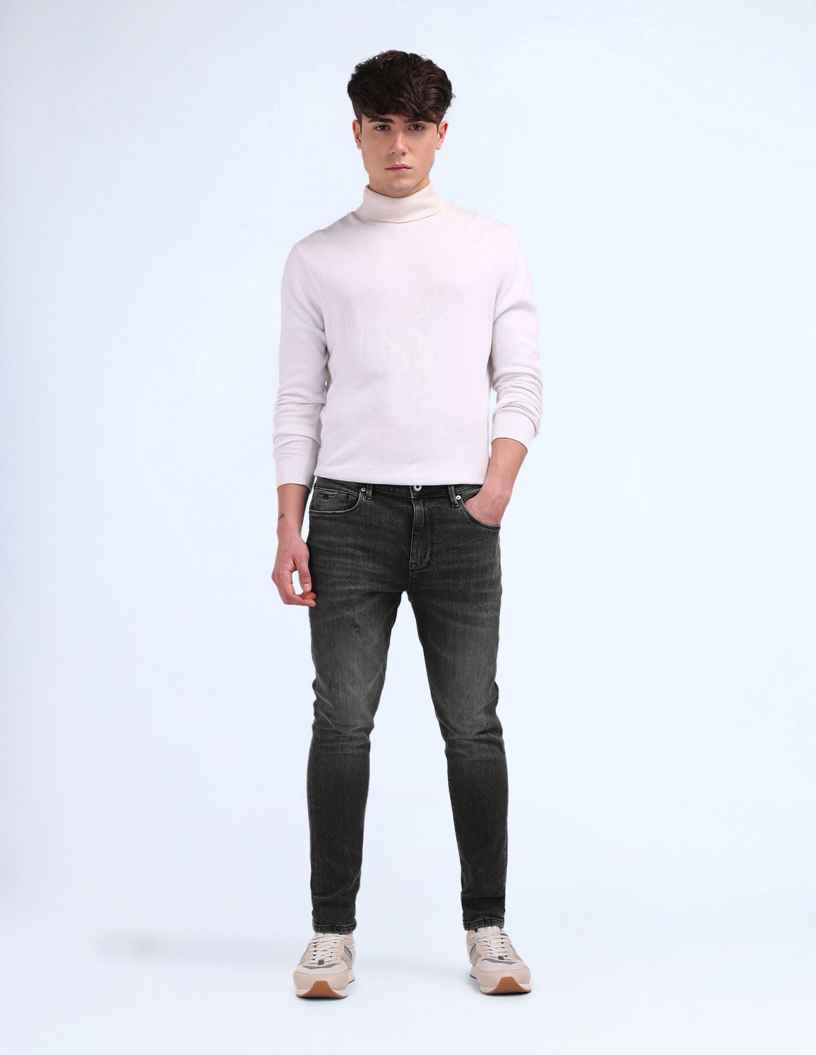 Image of FLYING MACHINE Skinny Men Black Jeans
