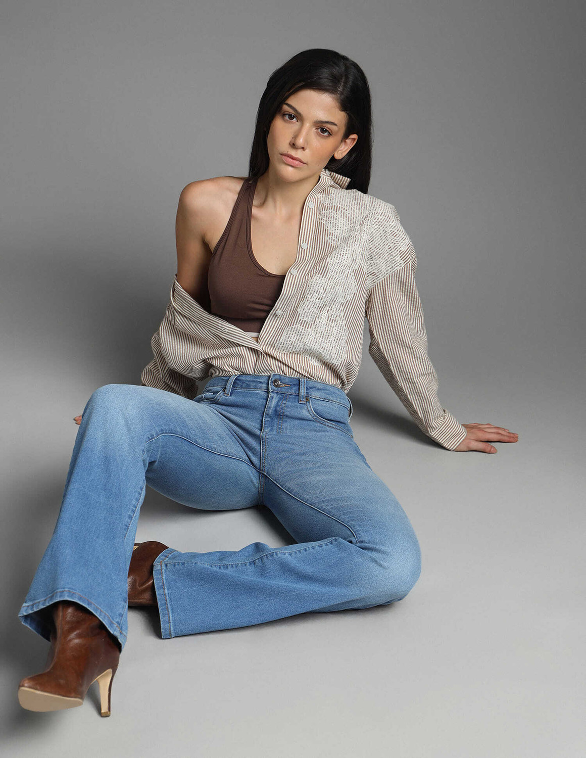 Image of FLYING MACHINE Boot-Leg Women Blue Jeans