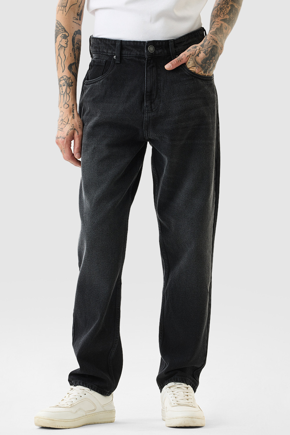 Image of Snitch Relaxed Fit Men Dark Grey Jeans