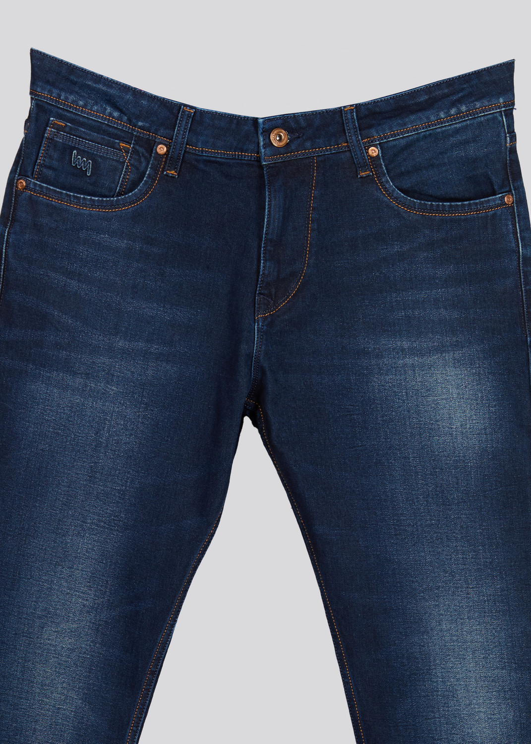 Image of LAWMAN Men Straight Fit Mid Rise Dark Blue Jeans