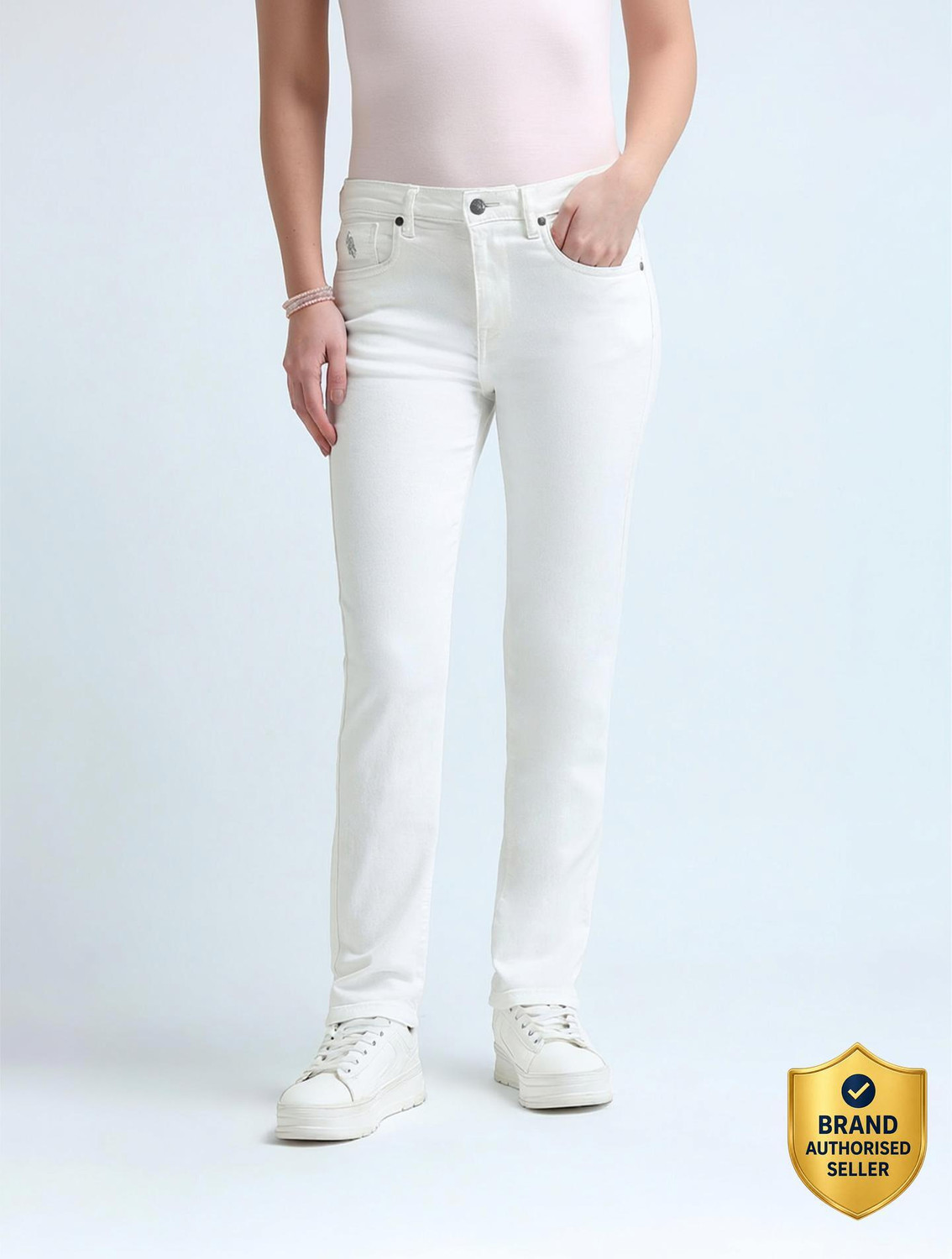 Image of U.S. POLO ASSN. Slim Women White Jeans