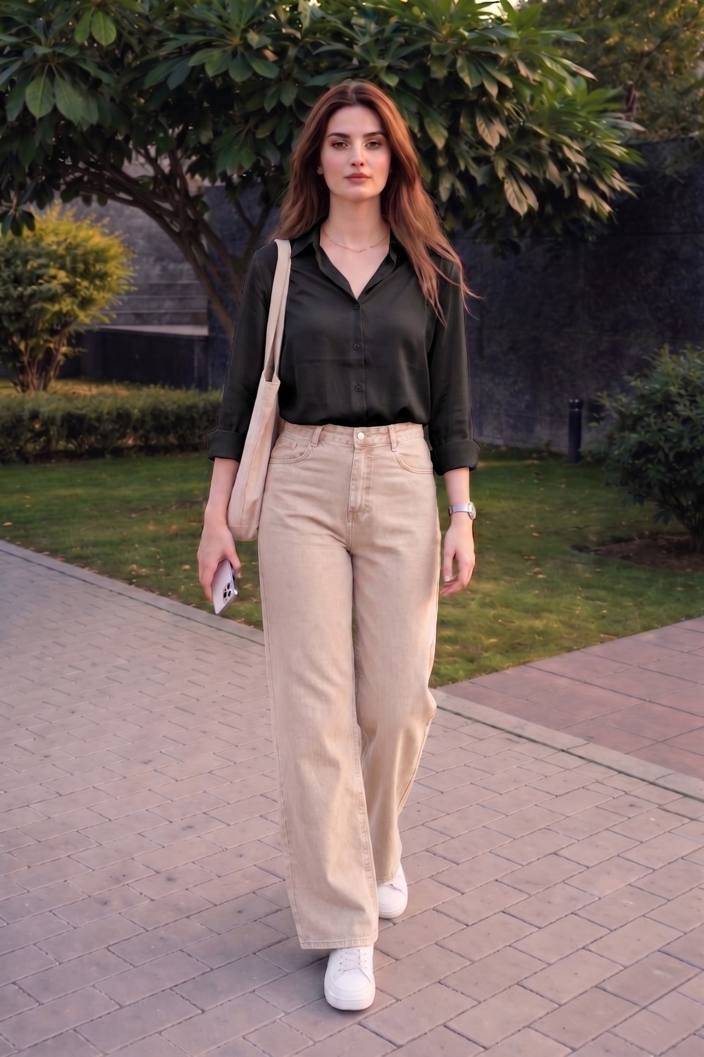 Image of zayla Wide Leg Women Beige Jeans