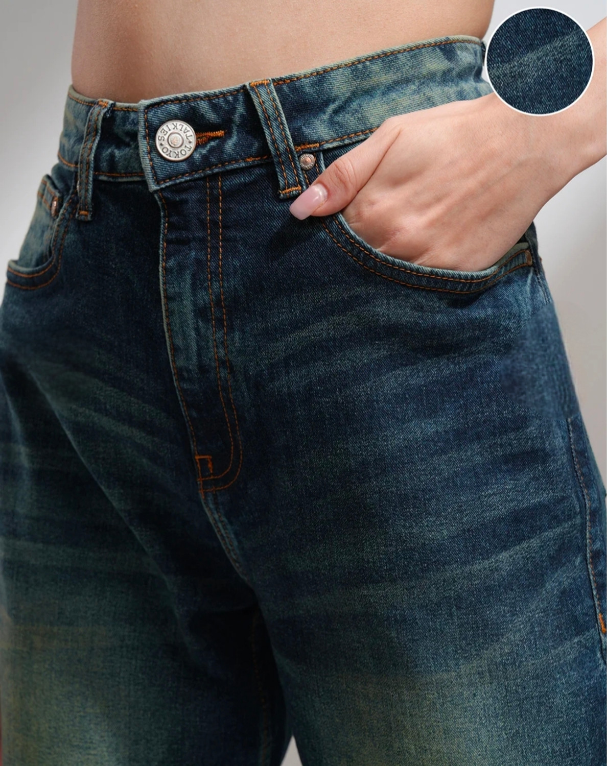 Image of RUNISHA Loose Fit Women Blue, Green, Dark Blue Jeans