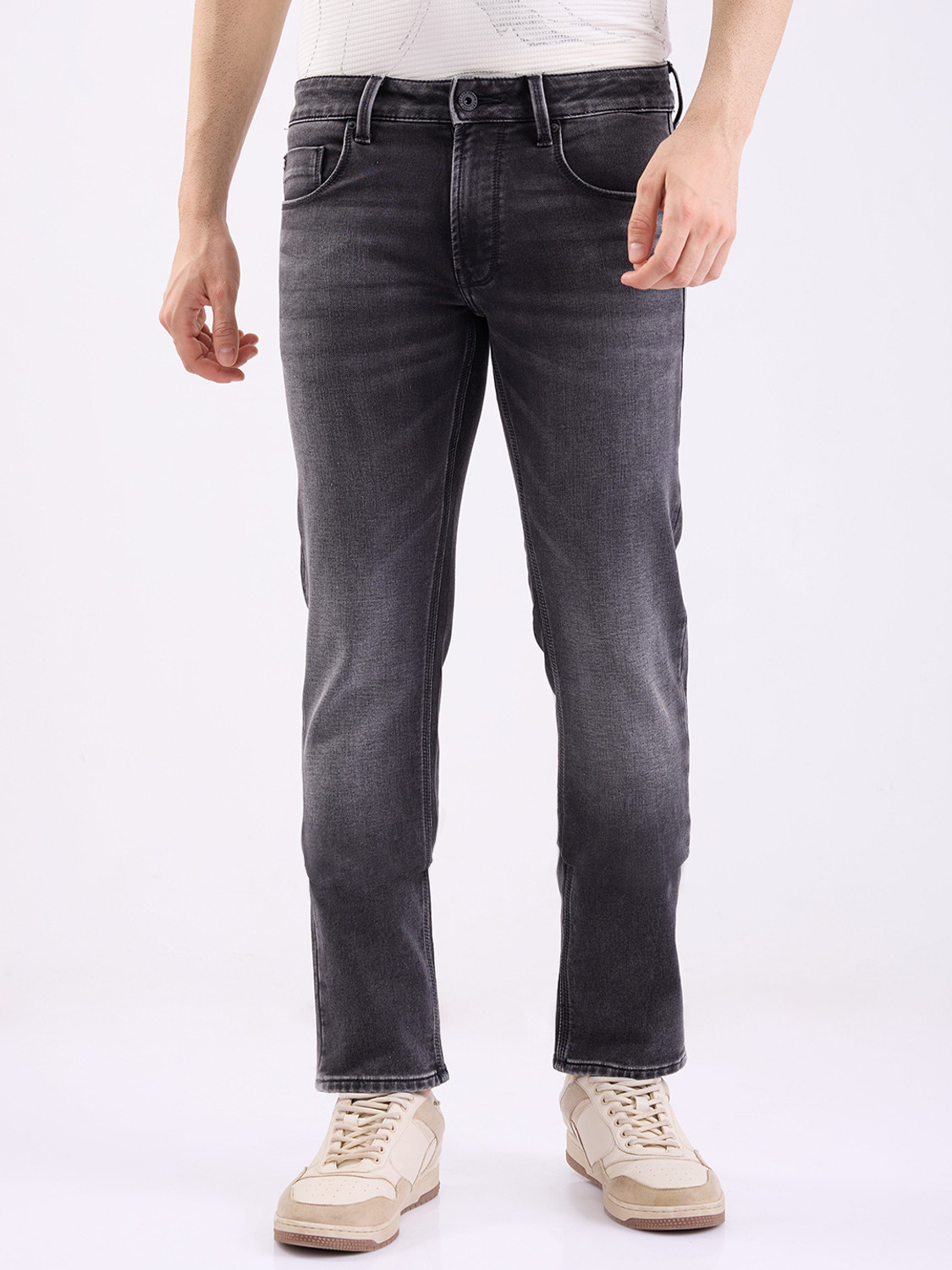 Image of Spykar Regular Men Grey Jeans
