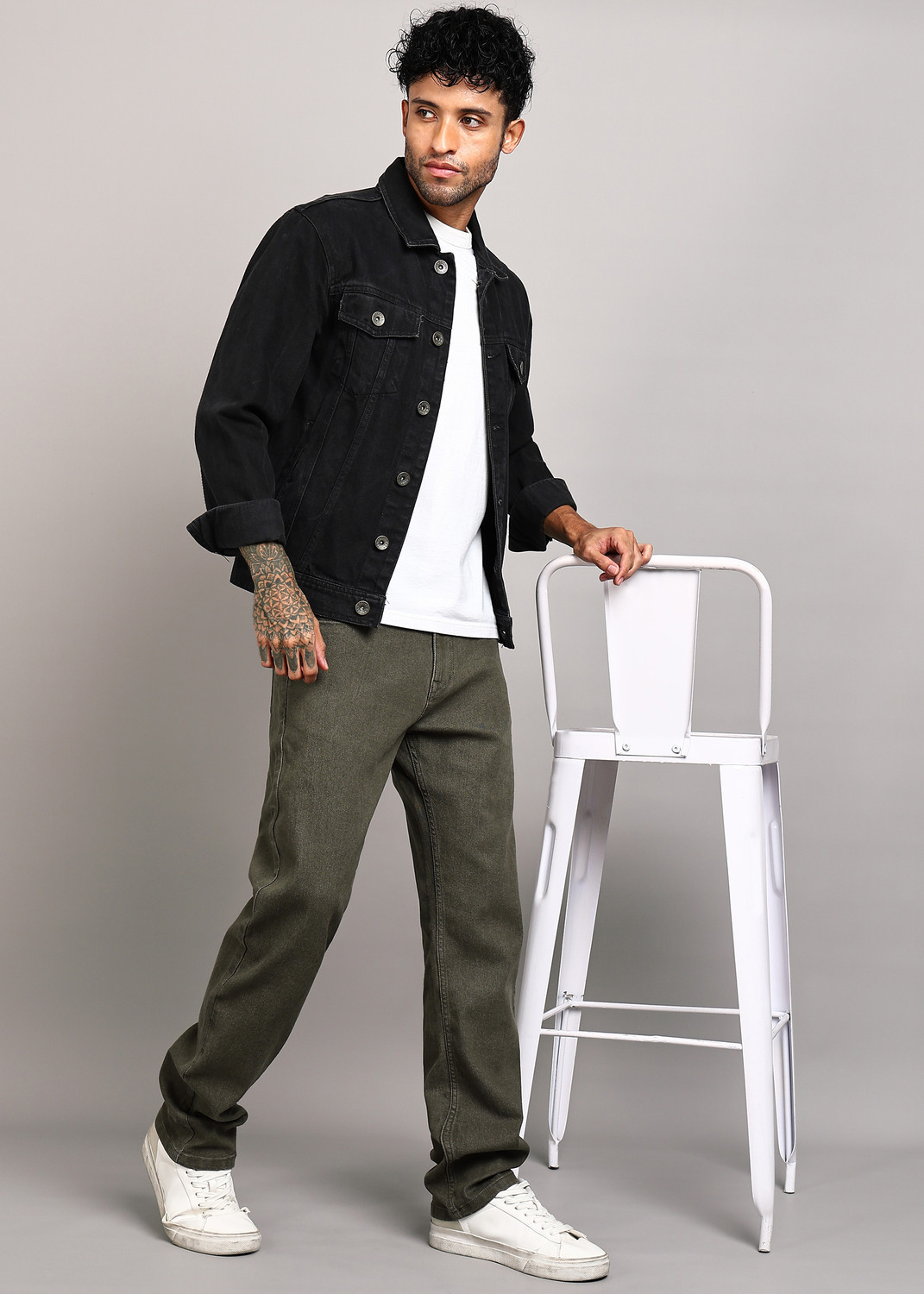 Image of INTEGRITI Men Straight Fit Mid Rise Dark Green Jeans