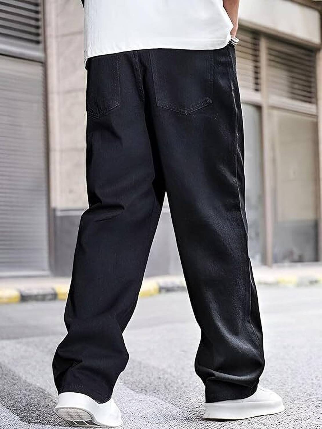 AzzureAttire Loose Fit Black Jeans - Image 2