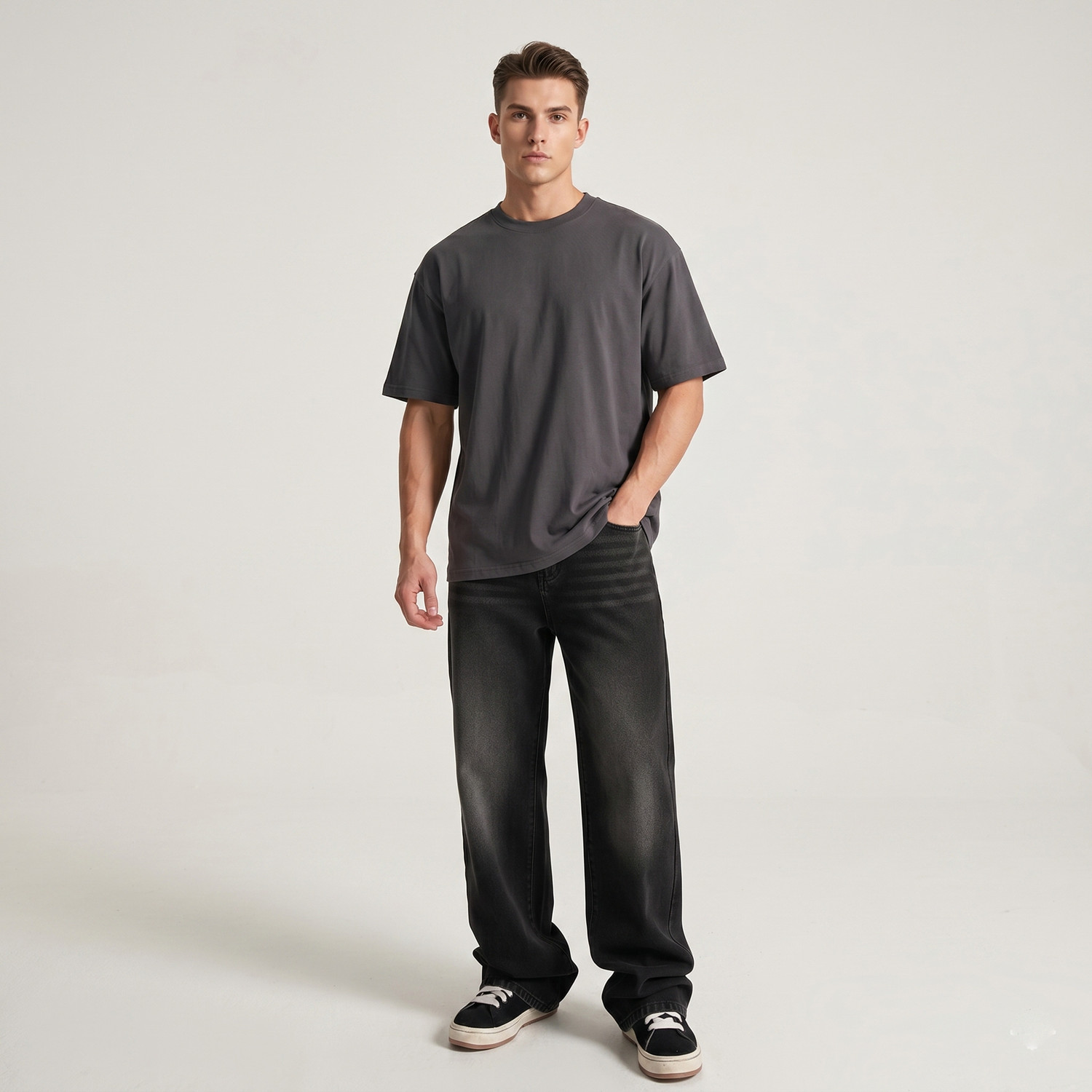 Image of Naaztraders Straight Fit Men Black Jeans