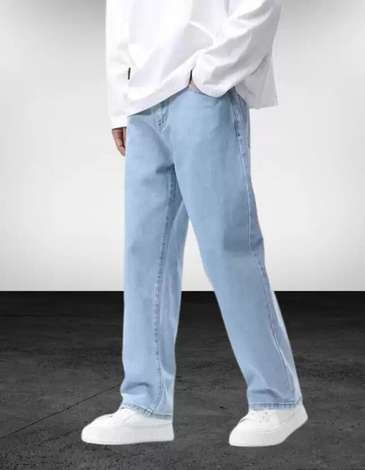 Image of LOOKONCE Loose Fit Men Light Blue Jeans