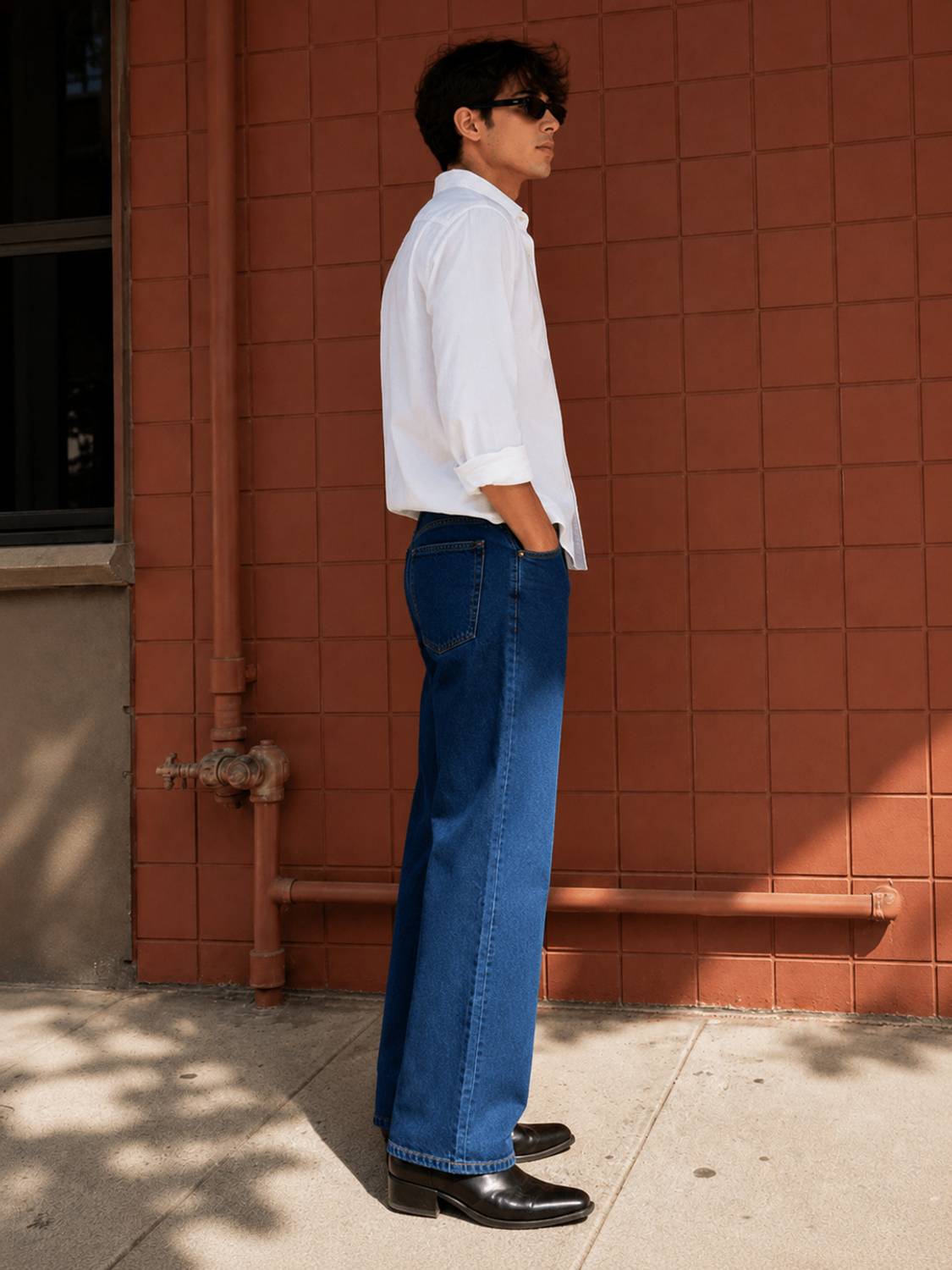 LEVORCE Loose Fit Dark Blue Jeans - Image 3