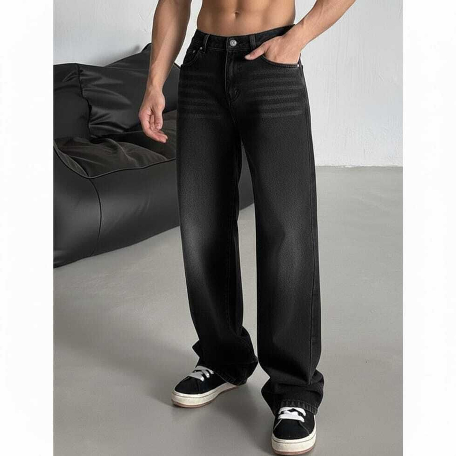 Image of Pokie Straight Fit Men Grey Jeans
