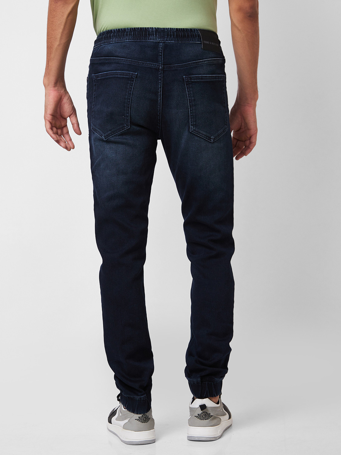 Image of Spykar Jogger Fit Men Dark Blue Jeans