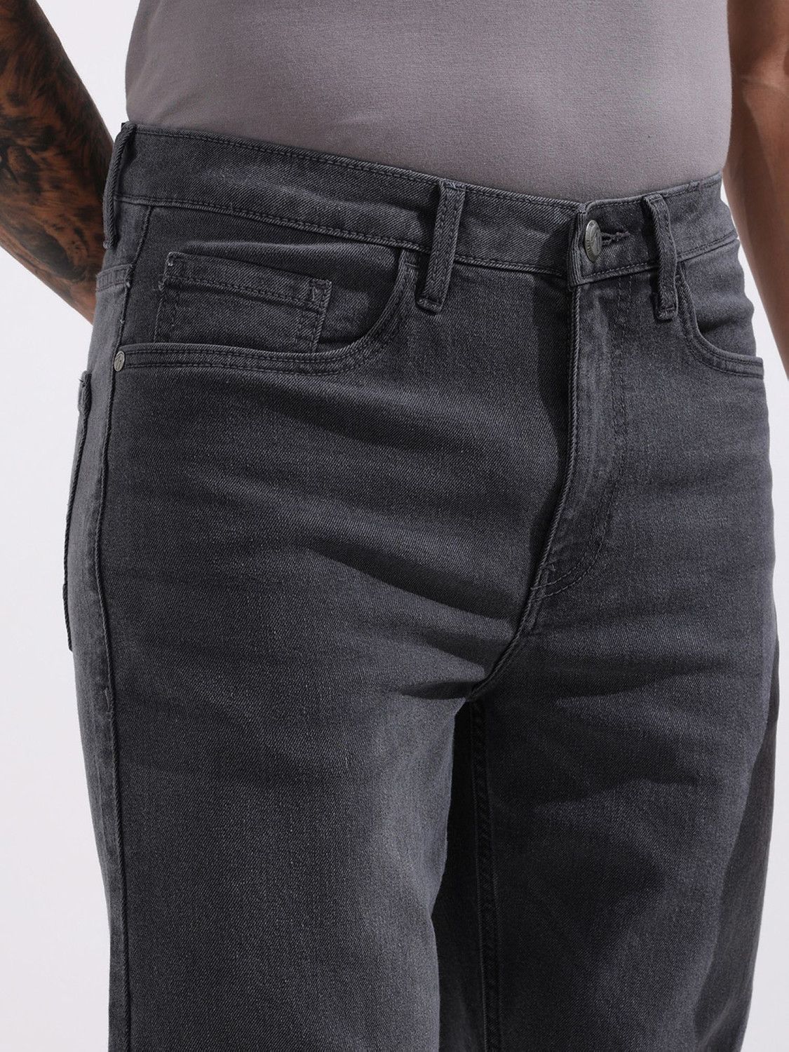 Image of The Indian Garage Co. Slim Men Grey Jeans