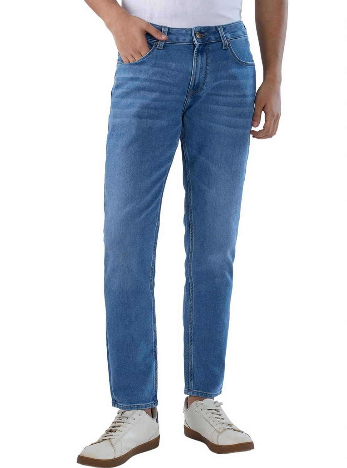 Image of Spykar Straight Fit Men Blue Jeans