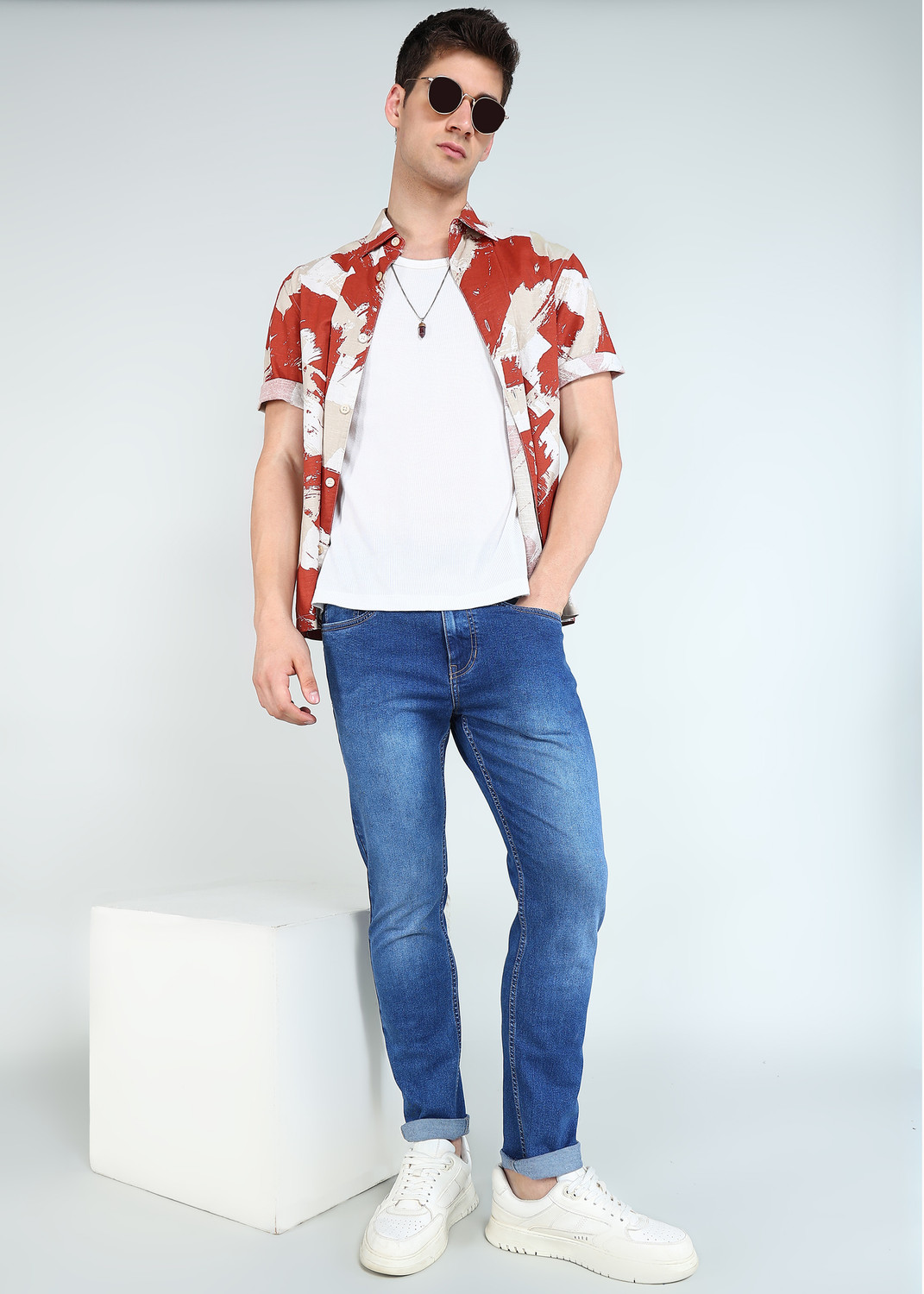 Image of FLYING MACHINE Slim Men Blue Jeans
