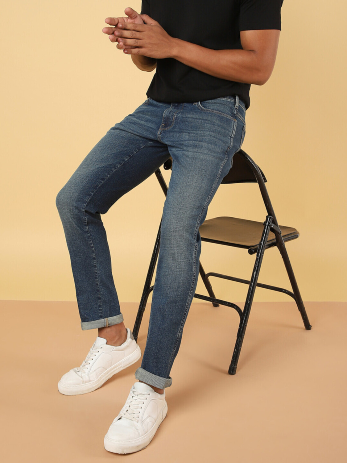 Image of Wrangler Slim Men Blue Jeans