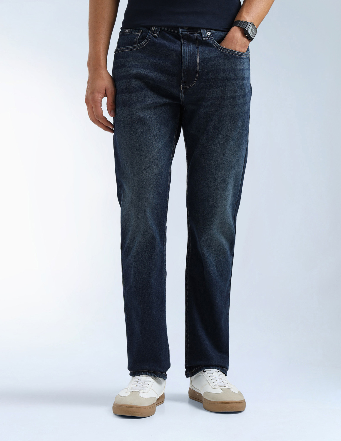 Image of FLYING MACHINE Straight Fit Men Blue Jeans