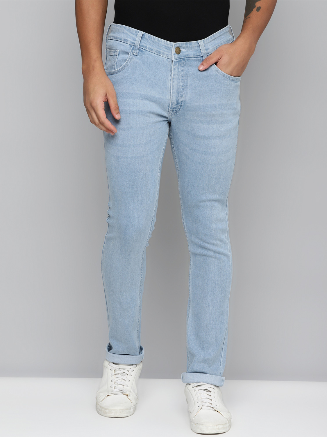 Image of Allen Cooper Slim Men Light Blue Jeans