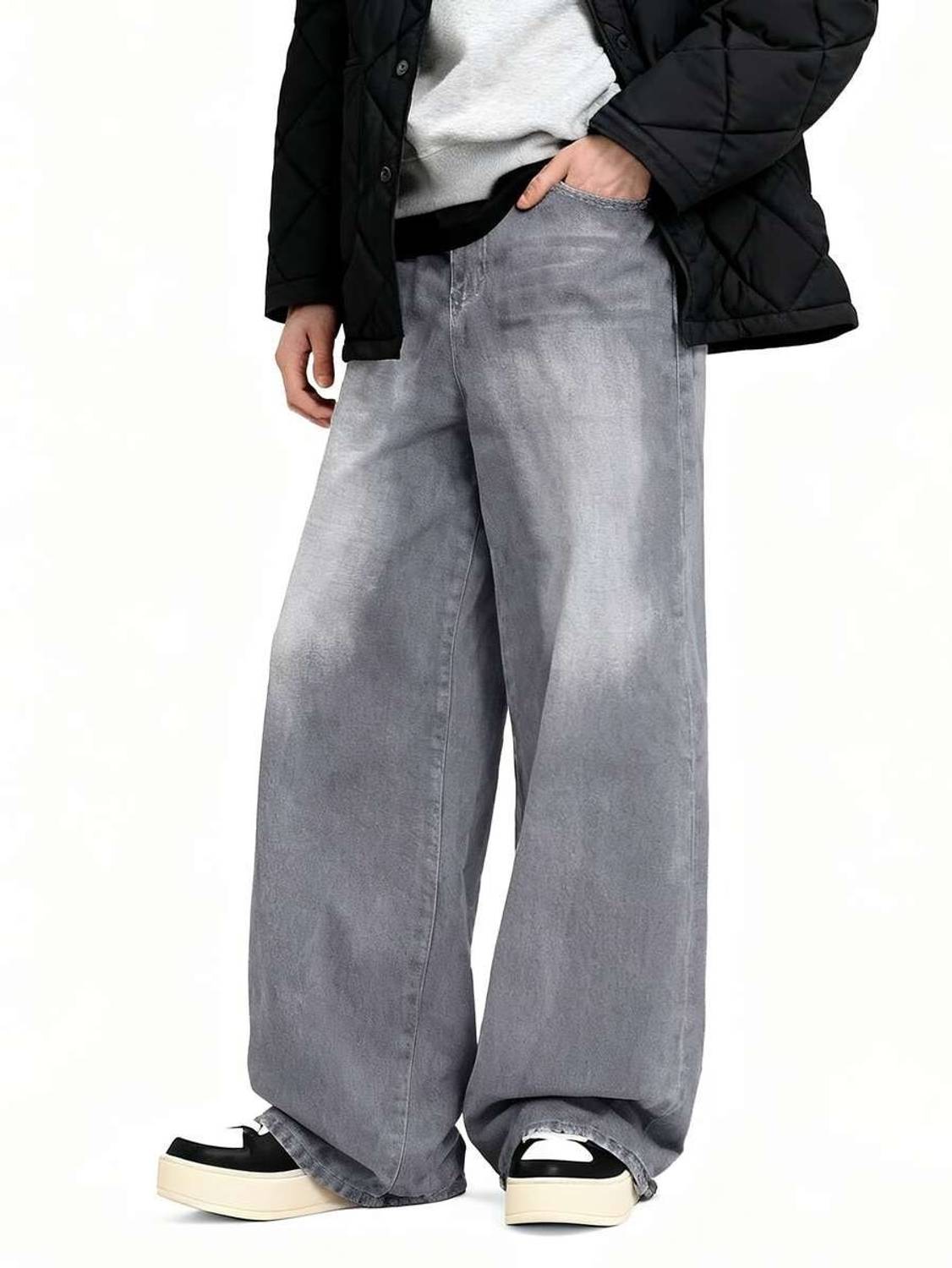 YAMEETFIT Straight Fit Grey Jeans - Image 5