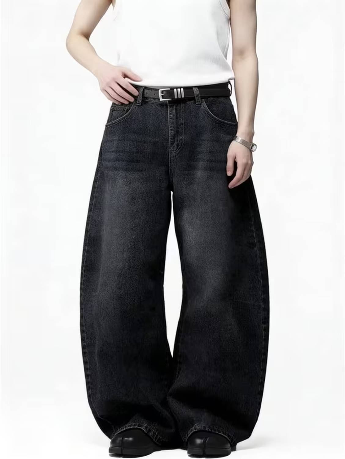 sky collection Wide Leg Black Jeans - Image 3