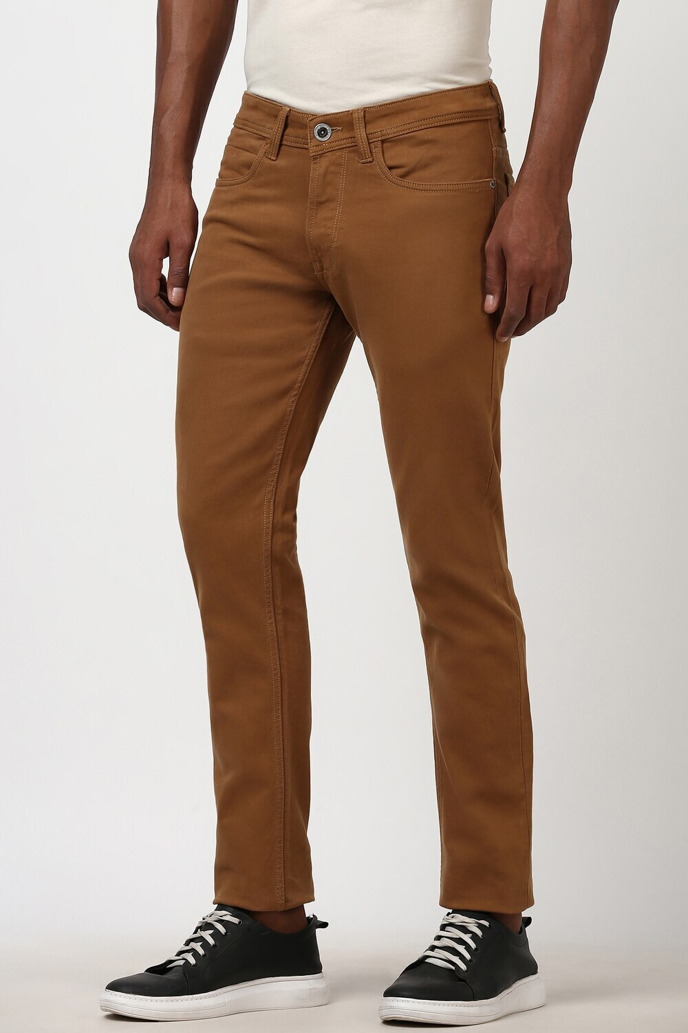 Image of PETER ENGLAND Men Slim Mid Rise Brown Jeans