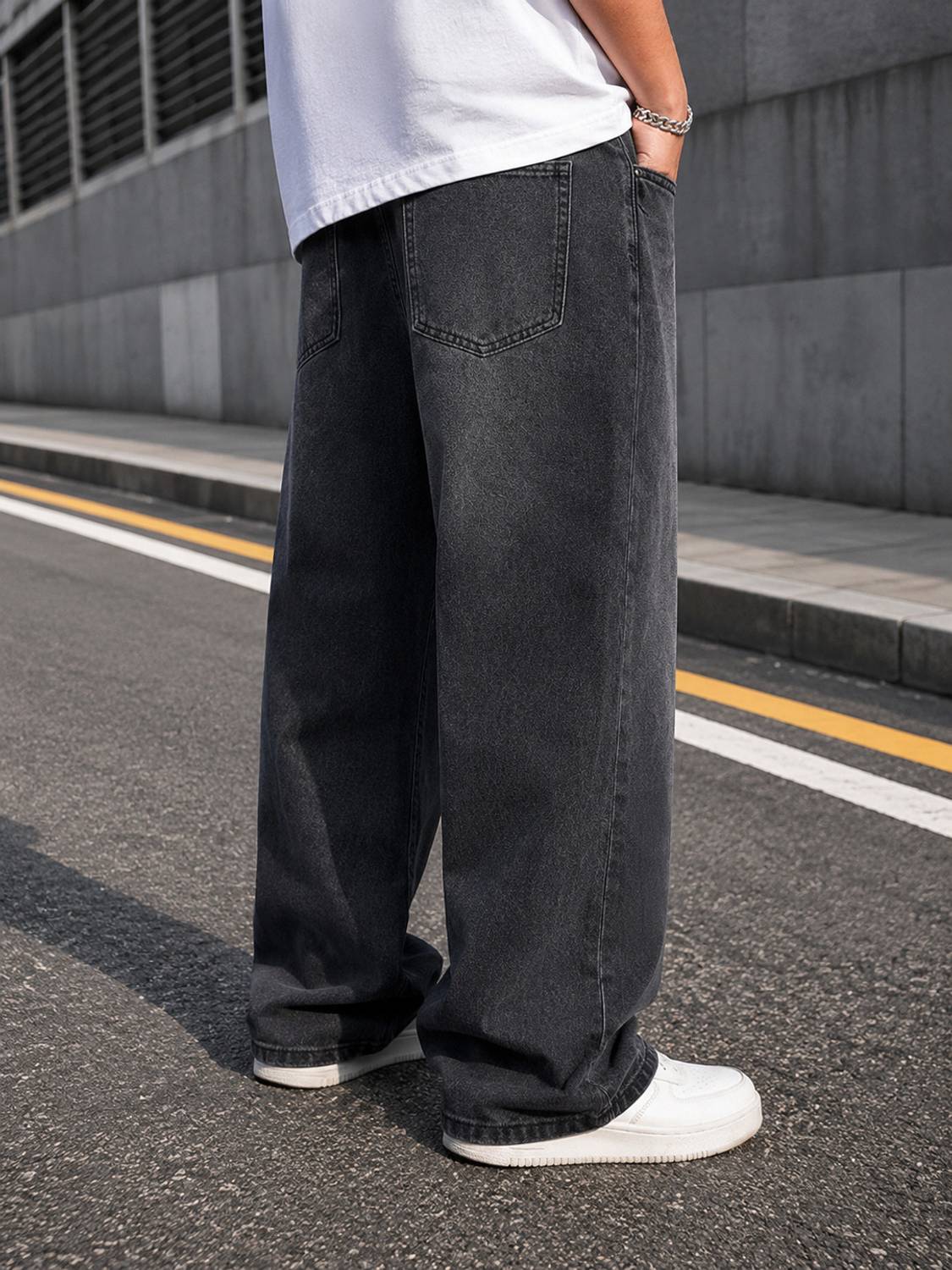 WAZWEAR Wide Leg Dark Grey Jeans - Image 3