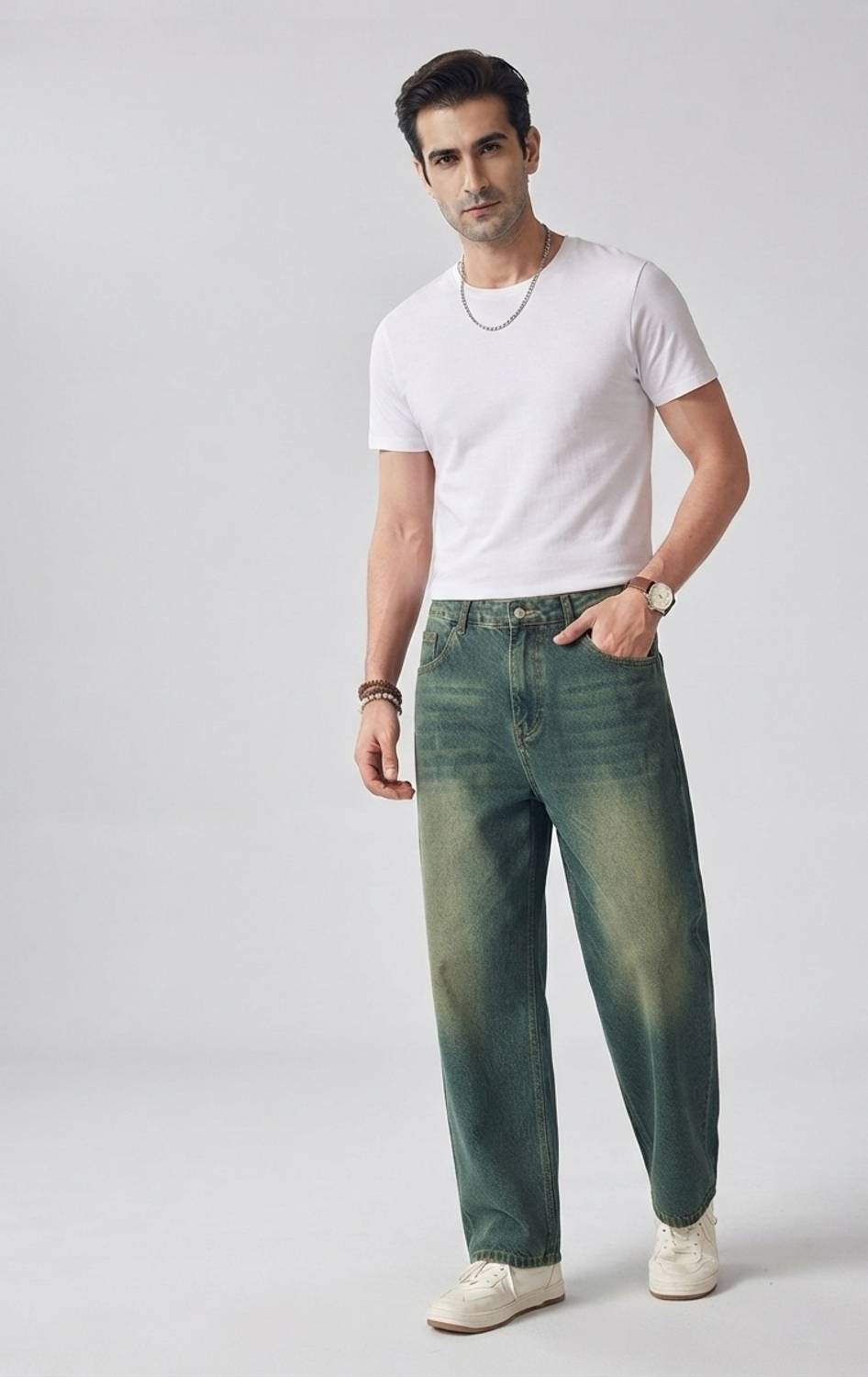 NYIA Straight Fit Men Dark Green Jeans - Image 5