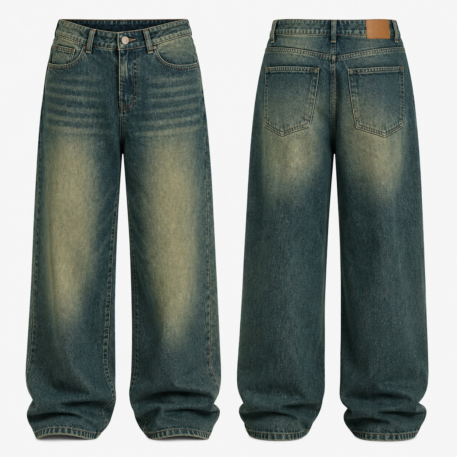 Image of sanedi Baggy Fit Men Green Jeans