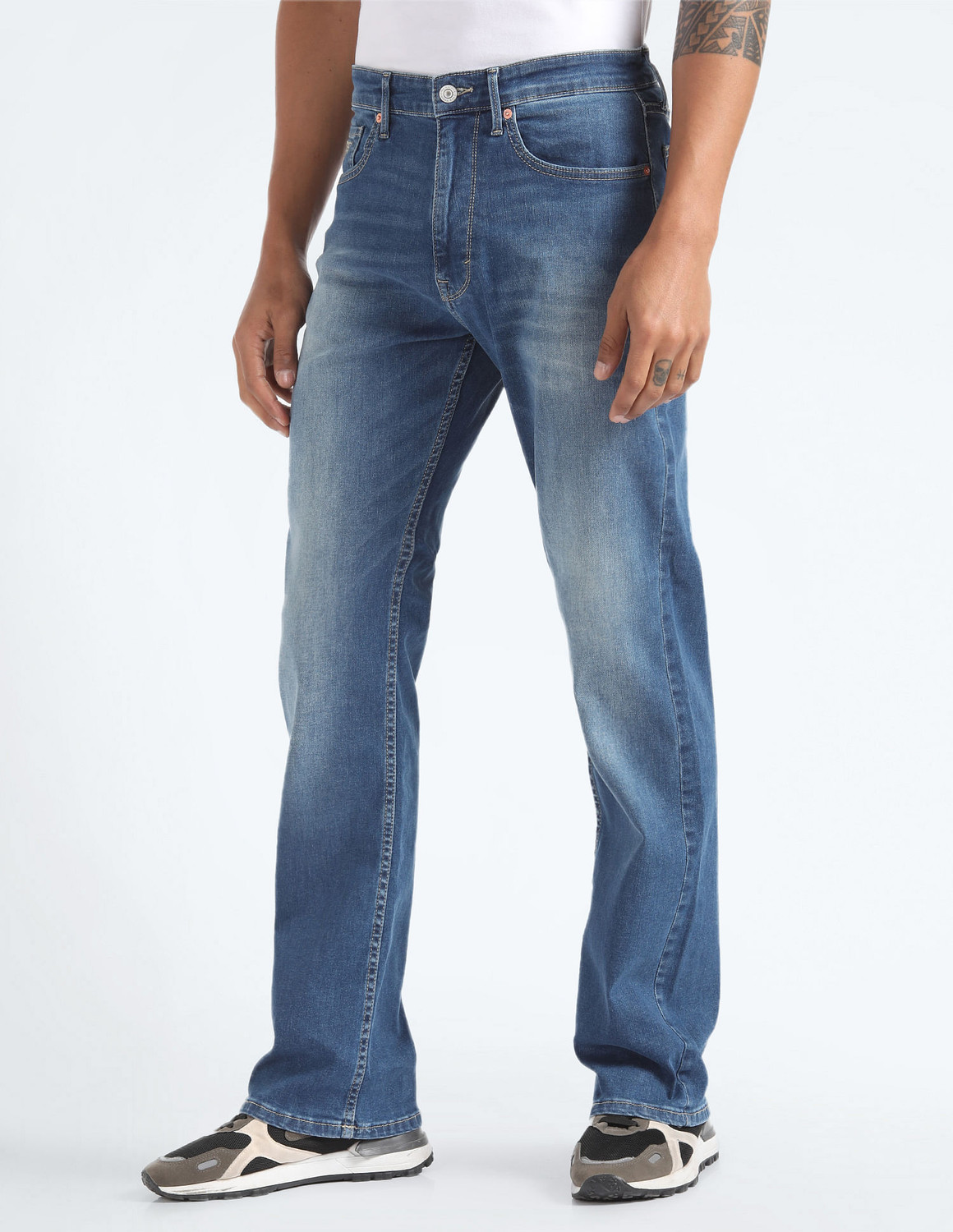 Image of FLYING MACHINE Boot-Leg Men Blue Jeans