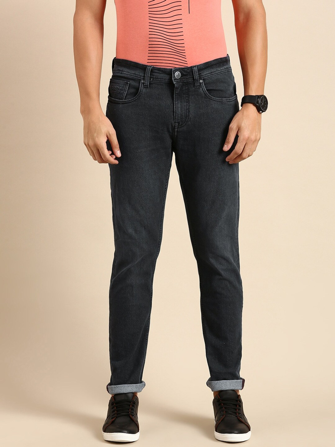 Image of BEING HUMAN Slim Men Grey Jeans