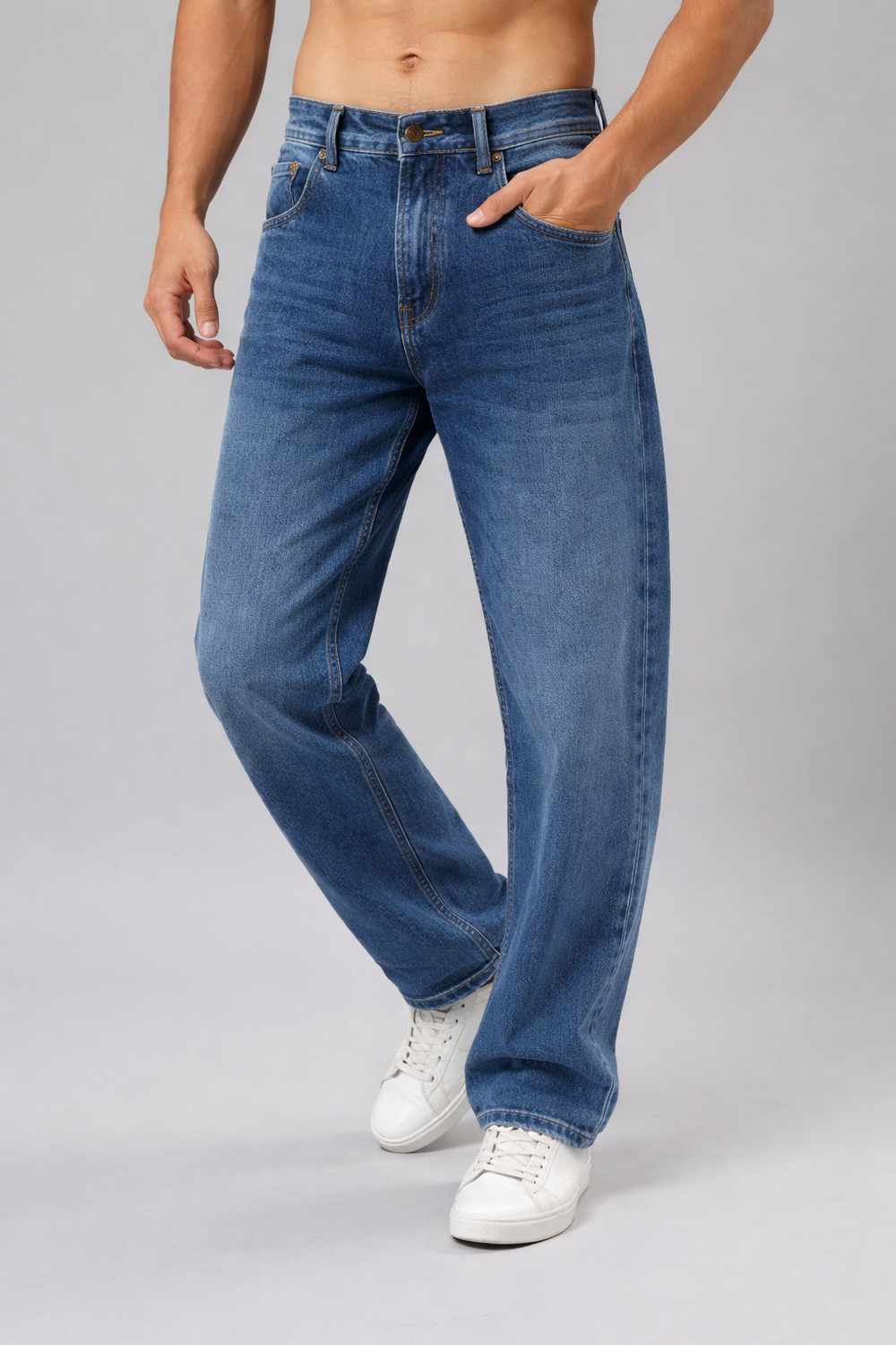 Image of WAZWEAR Straight Fit Men Dark Blue Jeans