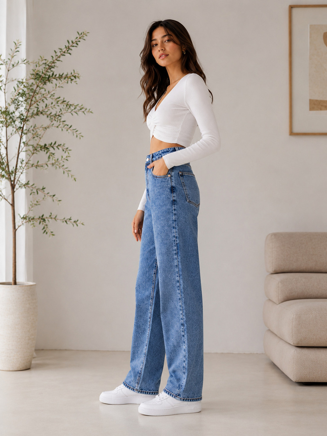 Image of KOTTY Wide Leg Women Light Blue Jeans