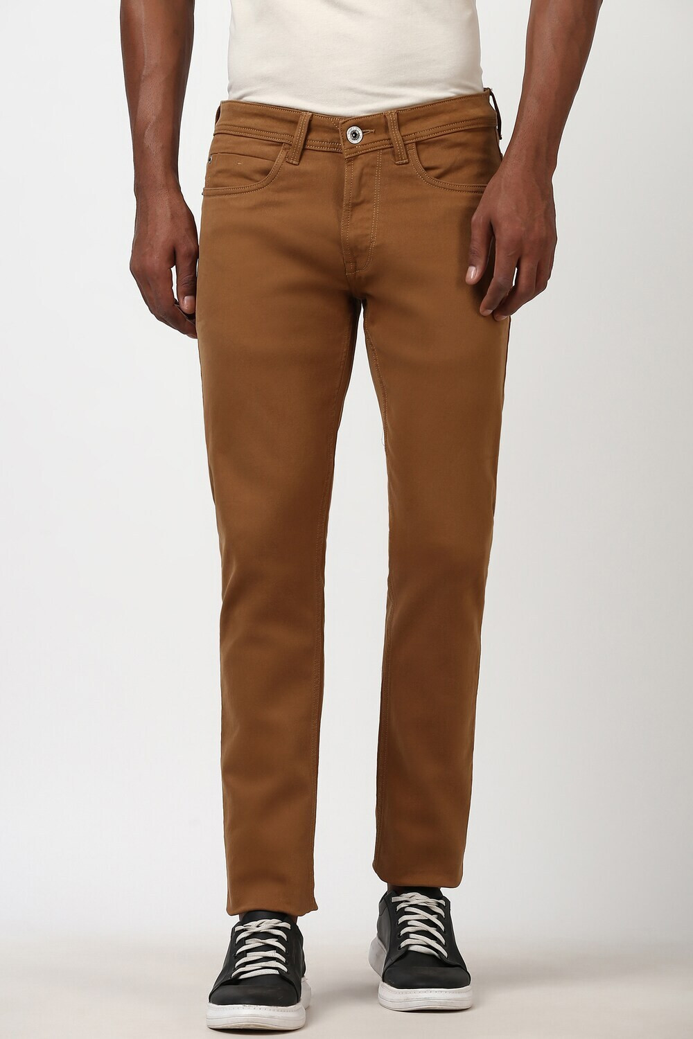 Image of PETER ENGLAND Men Slim Mid Rise Brown Jeans
