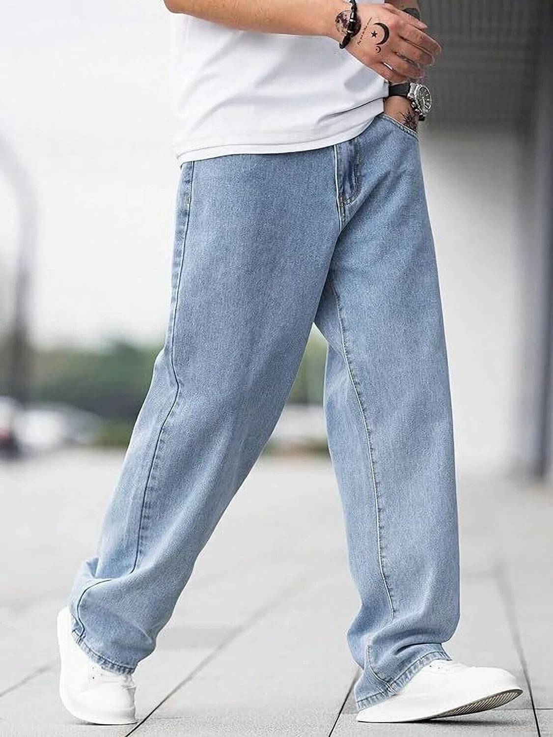 MEIXN Relaxed Fit Men Light Blue Jeans - Image 3