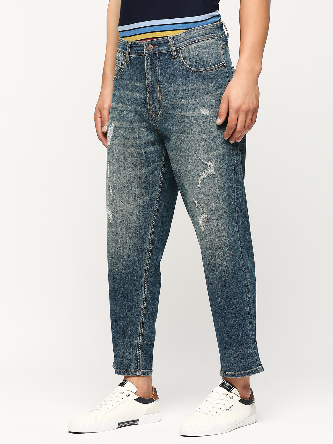 Image of Pepe Jeans Men Loose Fit Mid Rise Blue Jeans