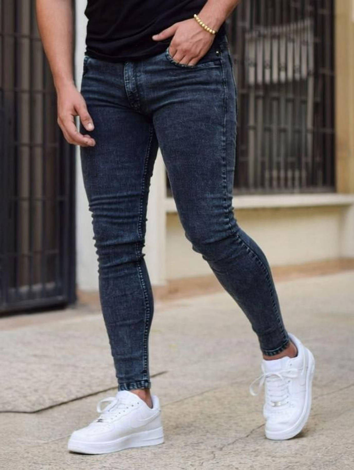 Image of AIRCRAFTJEANS Regular Men Dark Blue Jeans
